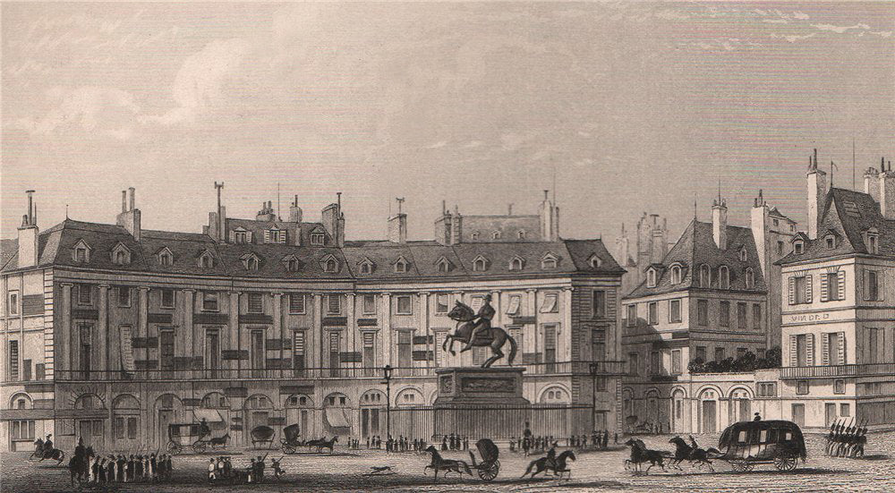 PARIS. Place des Victoires. BICKNELL 1845 old antique vintage print picture